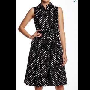 Eliza J Collar Polka Dot Shirt Dress